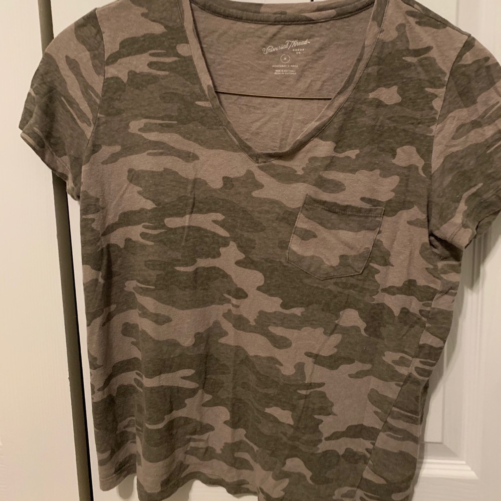 Camo V Neck Tee